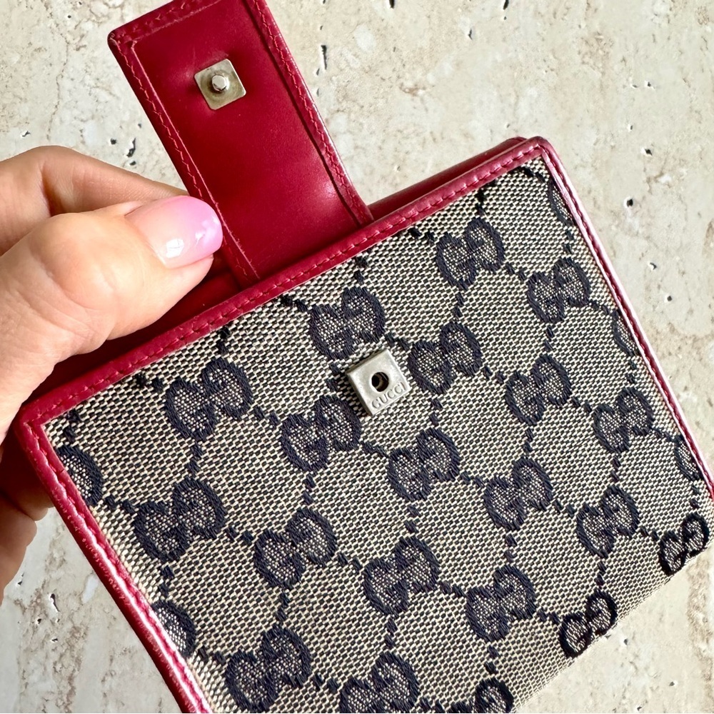 Gucci Wallet, Red With Canvas Monogram, Authentic - image 4